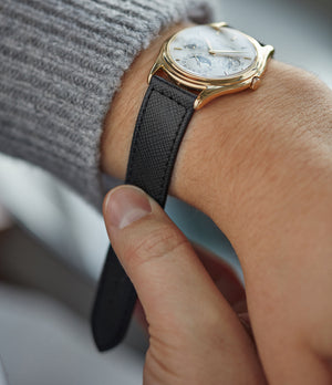 Order Milano II Molequin watch strap Vacheron Constantin black saffiano leather box stitched quick-release springbars buckle handcrafted European-made for sale online at A Collected Man London
