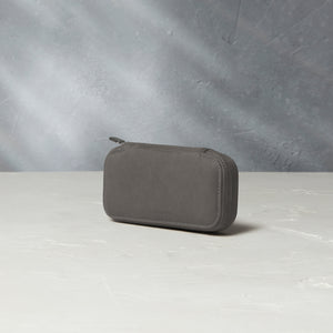 Watch Case | Two-watch slim pouch in charcoal grey nubuck leather | A Collected Man | Available World Wide