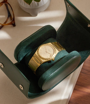 Luxury A Collected Man London Watch Accessory | Milano, one-watch roll, emerald, saffiano leather 