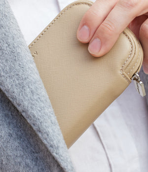 Monaco, two-watch pouch, linen, saffiano leather | Buy at A Collected Man London