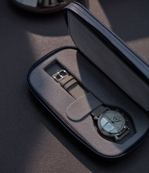 Monaco, two-watch pouch, midnight blue, grained leather | A Collected Man