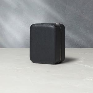 New York, four-watch box with compartment, black, saffiano leather | Buy at A Collected Man | Available Worldwide
