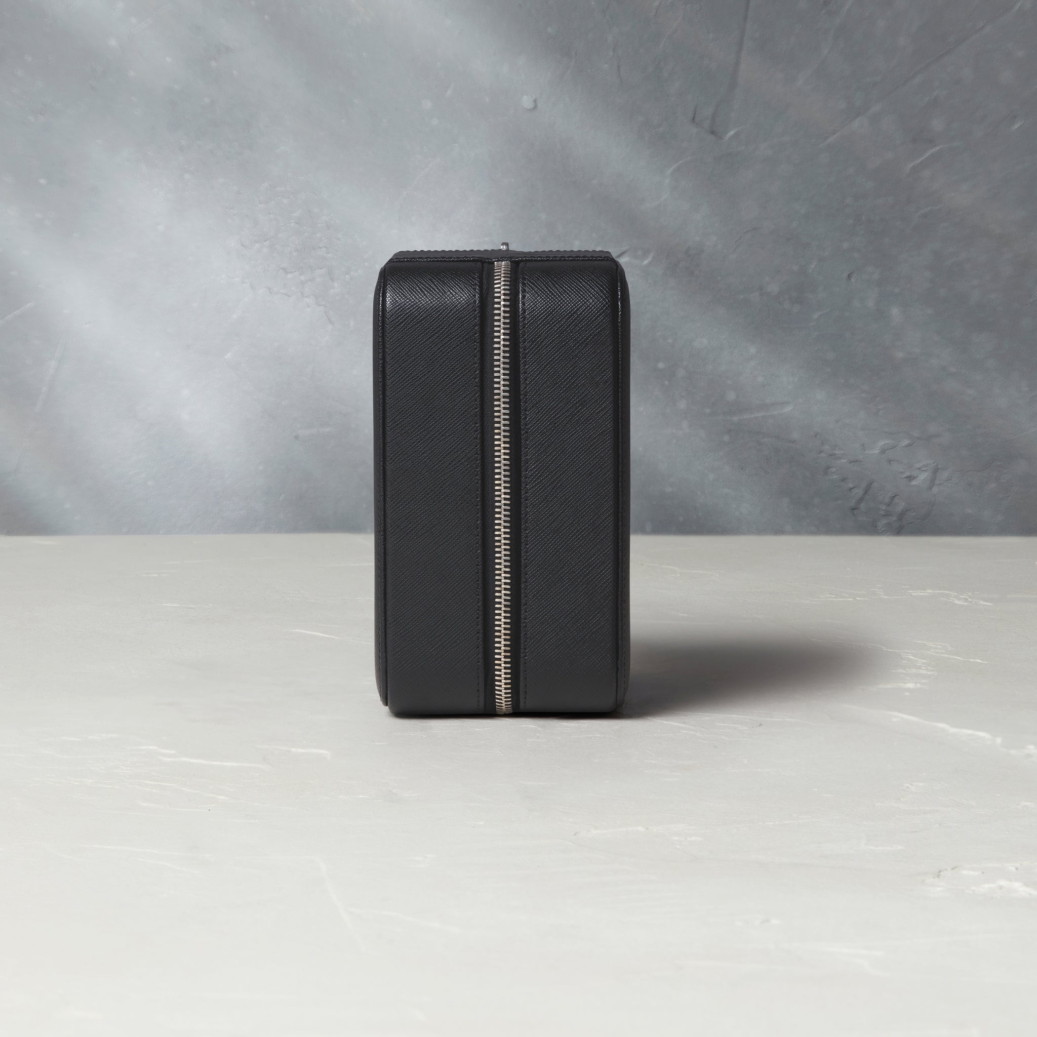 New York, four-watch box with compartment, black, saffiano leather | Buy at A Collected Man | Available Worldwide