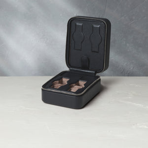 New York, four-watch box with compartment, black, saffiano leather | Buy at A Collected Man | Available Worldwide