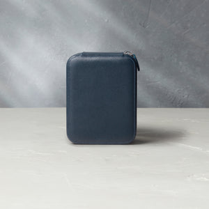 New York, four-watch box with compartment, midnight blue, saffiano leather | Buy at A Collected Man London