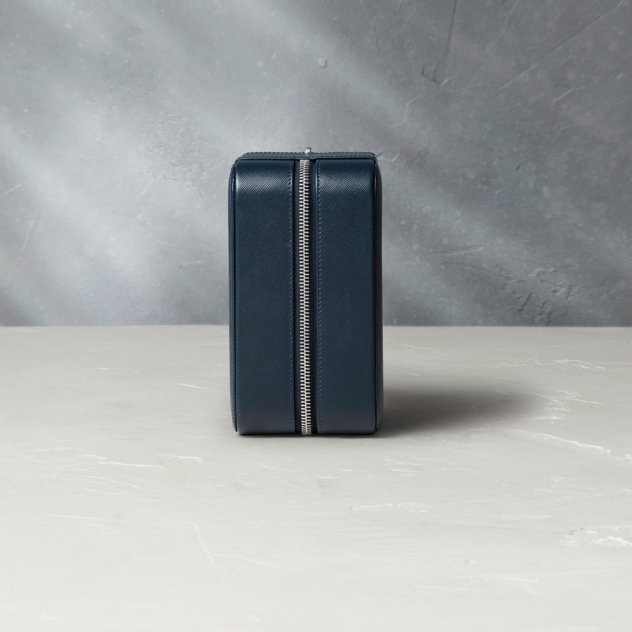New York, four-watch box with compartment, midnight blue, saffiano leather | Buy at A Collected Man London
