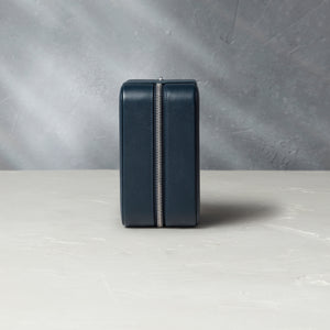 New York, four-watch box with compartment, midnight blue, saffiano leather | Buy at A Collected Man London