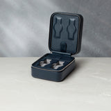 New York, four-watch box with compartment, midnight blue, saffiano leather | Buy at A Collected Man London