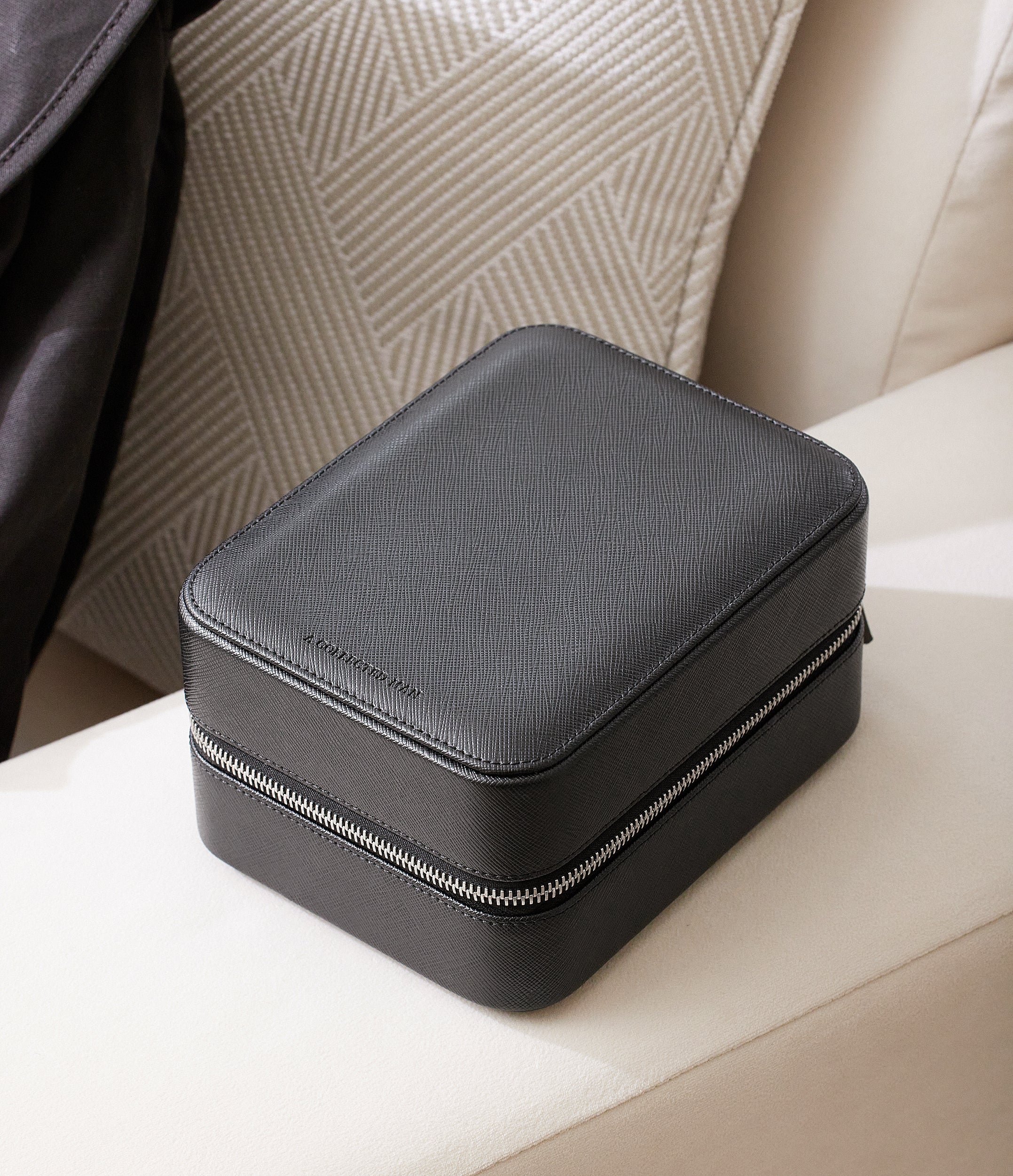 Four-watch box with compartment in black saffiano | Buy at ACM London ...