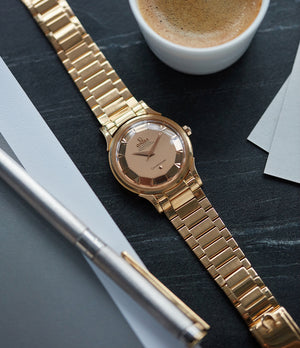 vintage Constellation Omega De Luxe 2799 yellow gold rare dress watch for sale online at A Collected Man London UK specialist of rare vintage watches