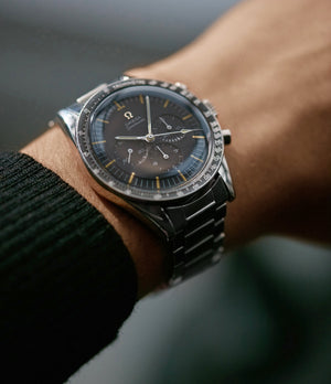 rare vintage Omega Speedmaster pre-professional Ed White 105.003-65 steel chronograph sports watch online at A Collected Man London