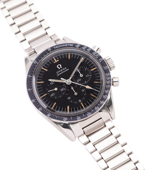 selling vintage Omega Speedmaster Pre-Professional Ed White 105003 steel vintage chronograph 7912 flat-link bracelet for sale online at A Collected Man UK specialist of rare vintage watches