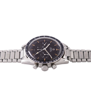 steel Omega Speedmaster Pre-Professional Ed White 105003 steel vintage chronograph 7912 flat-link bracelet for sale online at A Collected Man UK specialist of rare vintage watches