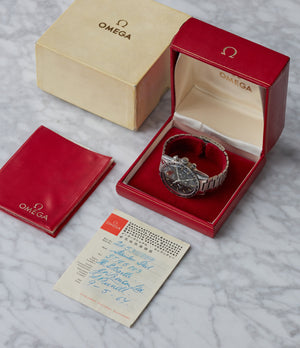 full set vintage Omega Speedmaster pre-professional Ed White 105.003-65 steel chronograph sports watch online at A Collected Man London