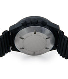 Orfina Porsche design military chronograph 7177 M stainless steel automatic Cal. Lemania 5100 vintage authentic pre-owned military, sport luxury watch from brand new with black dial and black-coated stainless steel bracelet with date, weekday, 24 hour display, chronograph, hours, minutes, sub-seconds