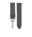 Selling 20mm x 19mm Hong Kong Molequin curved watch strap Saffiano grey calfskin leather quick-release springbars buckle handcrafted European-made for sale online at A Collected Man London