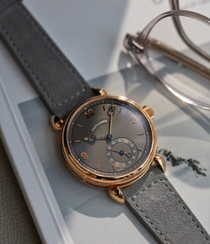 Purchase Oslo Molequin watch strap Voutilainen light grey suede leather quick-release springbars buckle handcrafted European-made for sale online at A Collected Man London