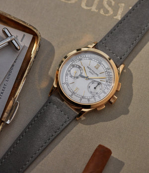 Buy Oslo Molequin watch strap Patek Philipp light grey suede leather quick-release springbars buckle handcrafted European-made for sale online at A Collected Man London