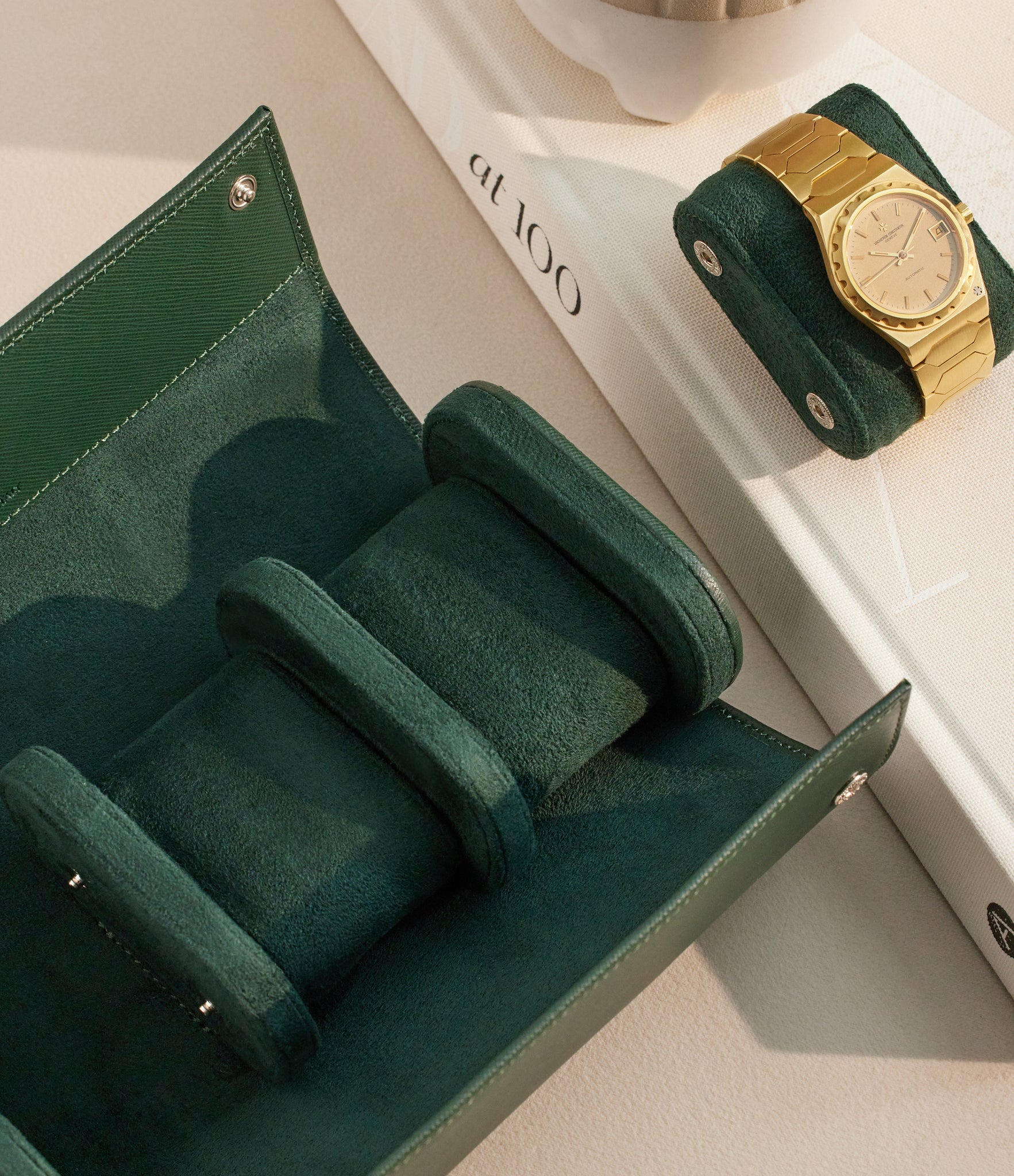 Paris, three-watch roll, emerald, saffiano leather | Buy at A Collected Man | Available World Wide