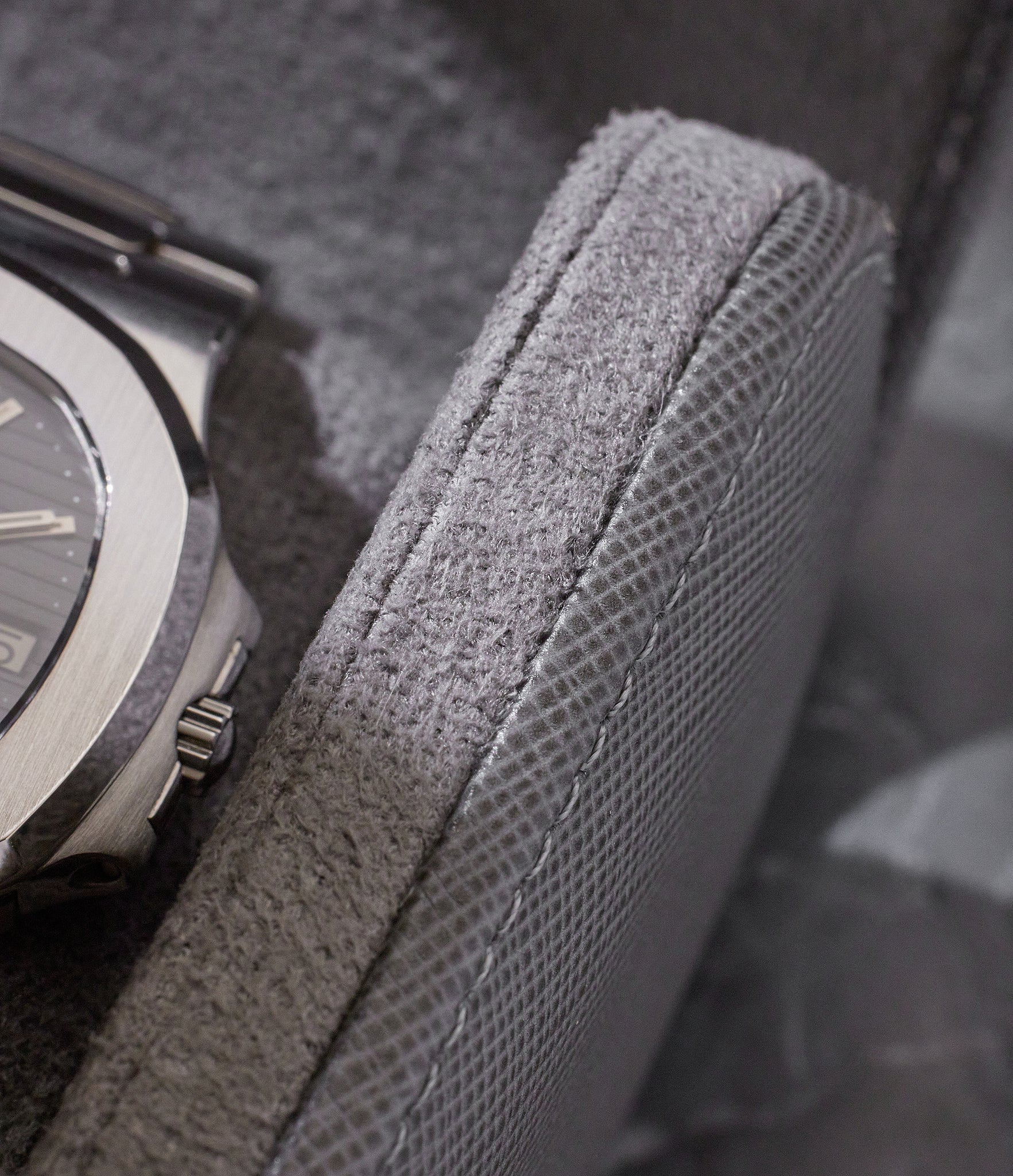 Paris, three-watch roll, lava grey, saffiano leather | Buy at A Collected Man London