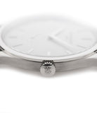 Patek Philippe Calatrava 5196G-001 18-carat white gold manual-winding pre-owned watch with silver dial and black strap