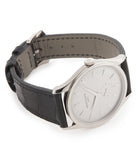Patek Philippe Calatrava 5196G-001 18-carat white gold manual-winding pre-owned watch with silver dial and black strap