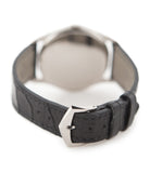 Patek Philippe Calatrava 5196G-001 18-carat white gold manual-winding pre-owned watch with silver dial and black strap