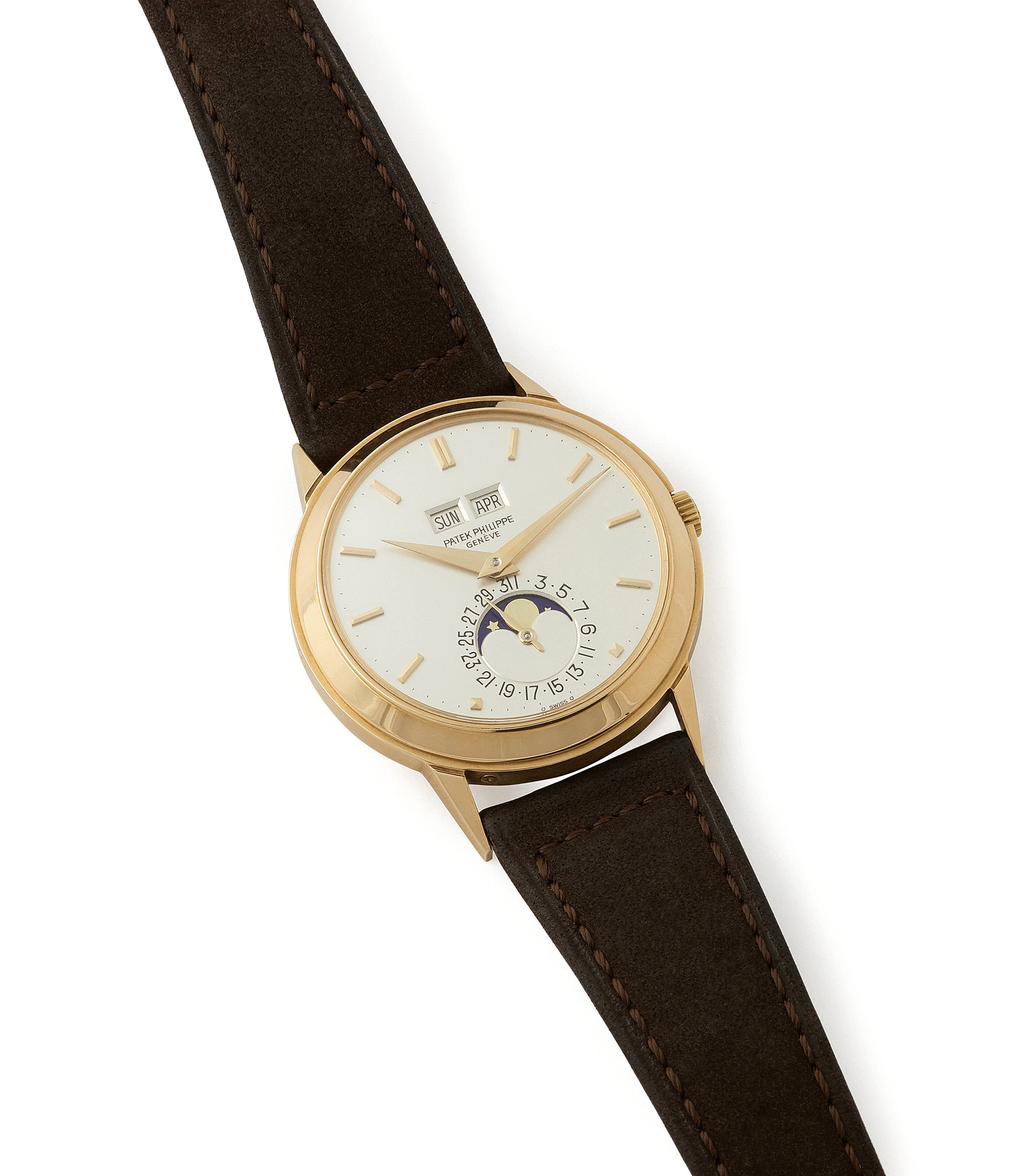buying vintage Patek Philippe 3448 Perpetual Calendar Moonphase yellow gold dress watch for sale online at A Collected Man London UK specialist of rare watches