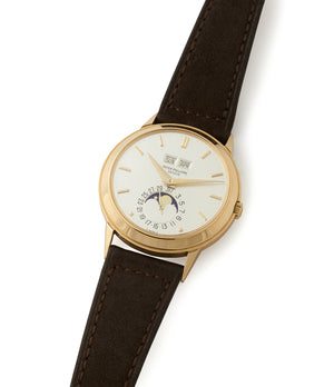 shop vintage Patek Philippe 3448 Perpetual Calendar Moonphase yellow gold dress watch for sale online at A Collected Man London UK specialist of rare watches