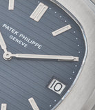 blue dial vintage Patek Philippe Nautilus 3700/001A steel sport watch full set for sale online at A Collected Man London UK specialist of rare vintage watches
