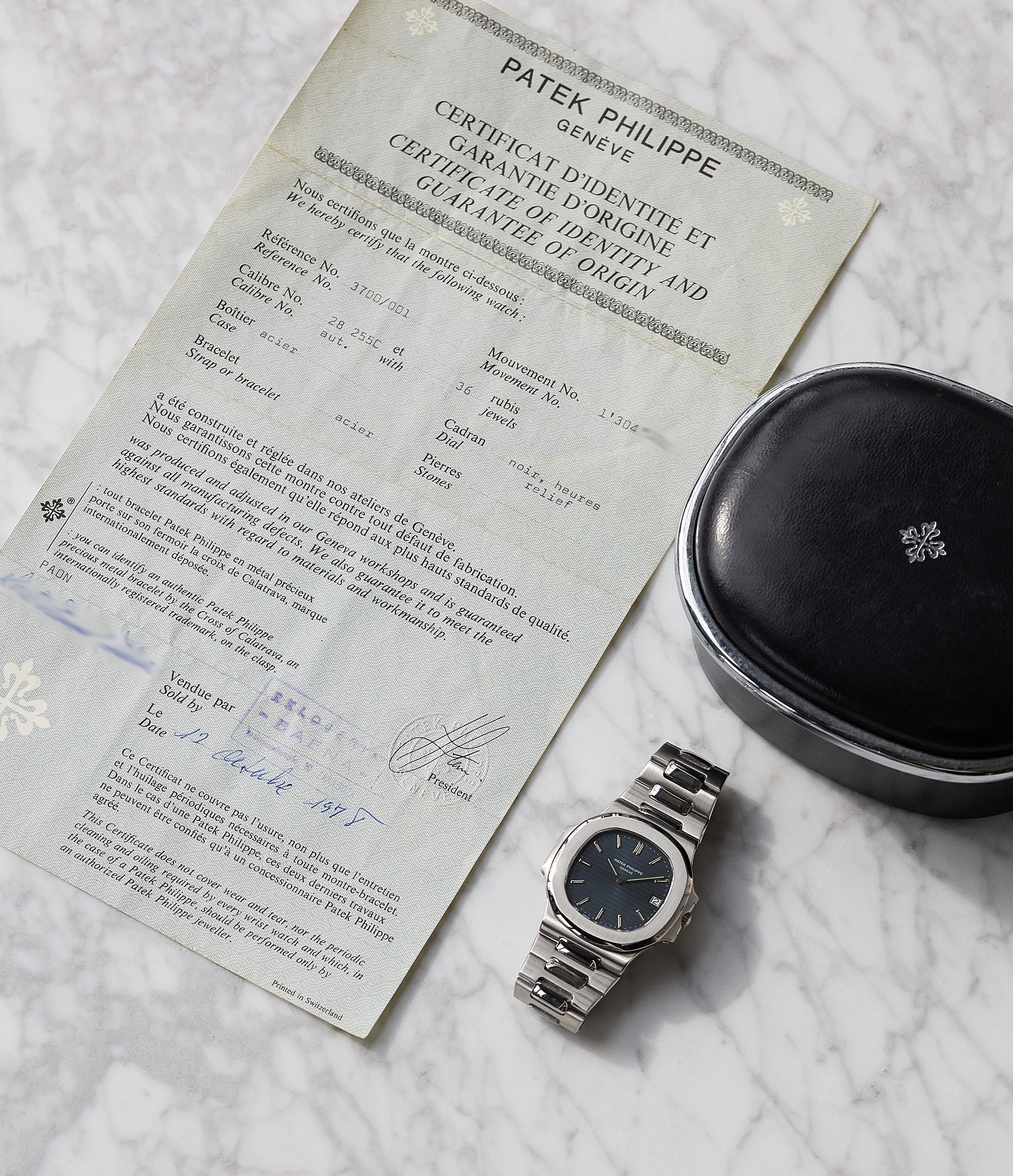 full set vintage Patek Philippe Nautilus 3700/001A steel sport watch full set for sale online at A Collected Man London UK specialist of rare vintage watches
