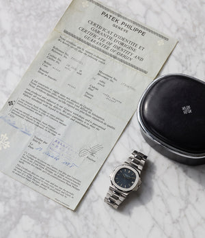 full set vintage Patek Philippe Nautilus 3700/001A steel sport watch full set for sale online at A Collected Man London UK specialist of rare vintage watches