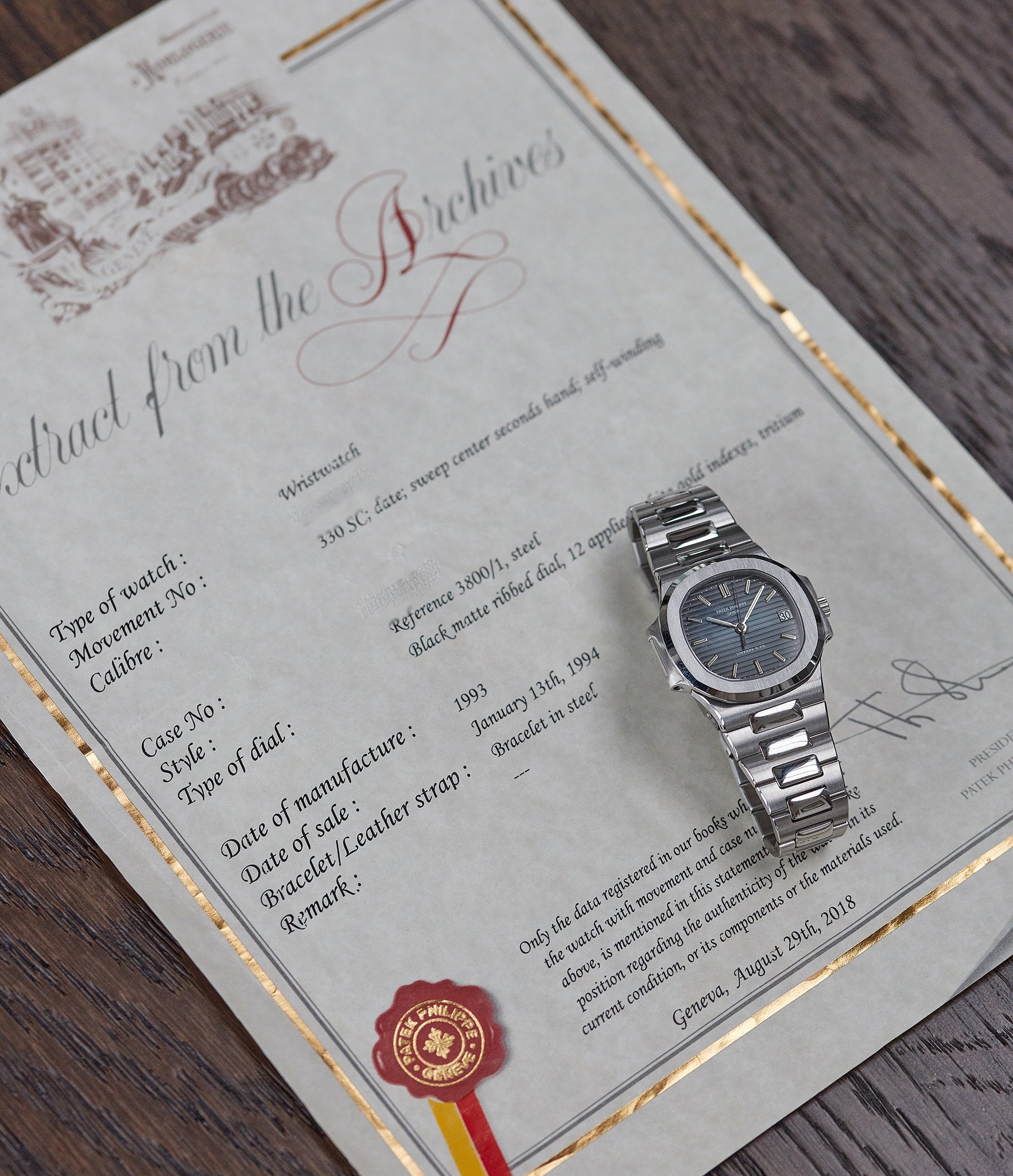 Nautilus 3800 | Tiffany-signed | Steel