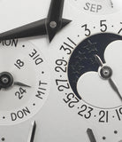moon phase Patek Philippe 3940G-017 Perpetual Calendar Moonphase white gold rare watch German dial full set online at A Collected Man London UK specialist rare luxury watches