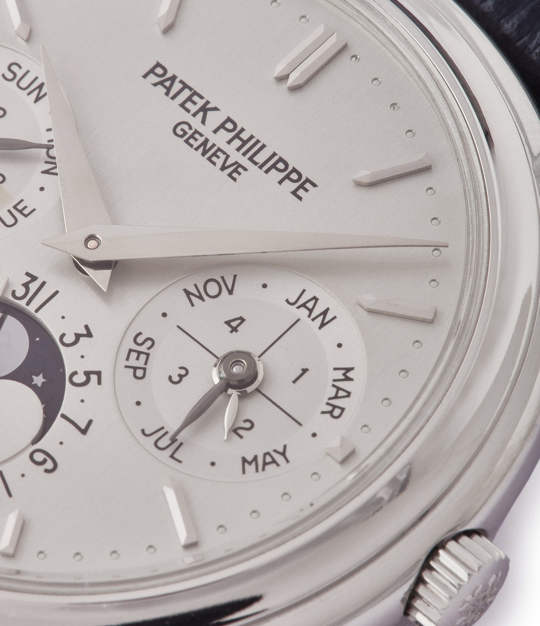perpetual calendar Patek Philippe 3940P platinum rare dress watch full set for sale online at A Collected Man London UK specialist of rare watches
