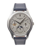 buy Patek Philippe 3940P platinum perpetual calendar rare dress watch full set for sale online at A Collected Man London UK specialist of rare watches