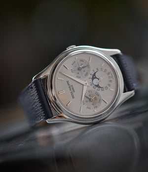 rare Patek Philippe 3940P platinum perpetual calendar dress watch full set for sale online at A Collected Man London UK specialist of rare watches