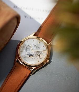 vintage Patek Philippe 3940J first series yellow gold perpetual calendar dress watch for sale online at A Collected Man London