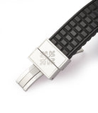 steel Patek Philippe deployant clasp on original rubber strap for Patek Philippe Aquanaut 5066A-001 steel sport watch rubber strap for sale online at A Colleted Man London UK specialist of rare watches