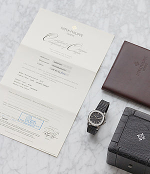 full set Patek Philippe Aquanaut 5066A-001 steel sport watch rubber strap for sale online at A Colleted Man London UK specialist of rare watches