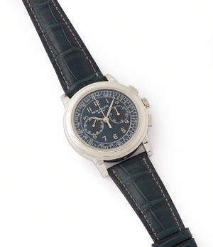 selling preowned Patek Philippe 5070P Chronograph rare platinum 42mm luxury watch for sale online at A Collected Man London UK specialist of rare watches