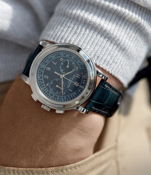 men's luxury wristwatch Patek Philippe 5070P Chronograph rare platinum 42mm luxury watch for sale online at A Collected Man London UK specialist of rare watches