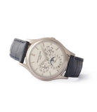 side-shot rare Patek Philippe Perpetual Calendar 5140G moonphase white gold silver dial pre-owned dress watch for sale online A Collected Man London UK specialist rare watches
