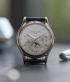 5140G Patek Philippe Perpetual Calendar moonphase white gold silver dial pre-owned dress watch for sale online A Collected Man London UK specialist rare watches