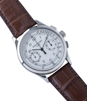 for sale preowned Patek Philippe 5170G-001 grey gold dress Chronograph Pulsation Scale watch at A Collected Man London rare watch specialist in United Kingdom