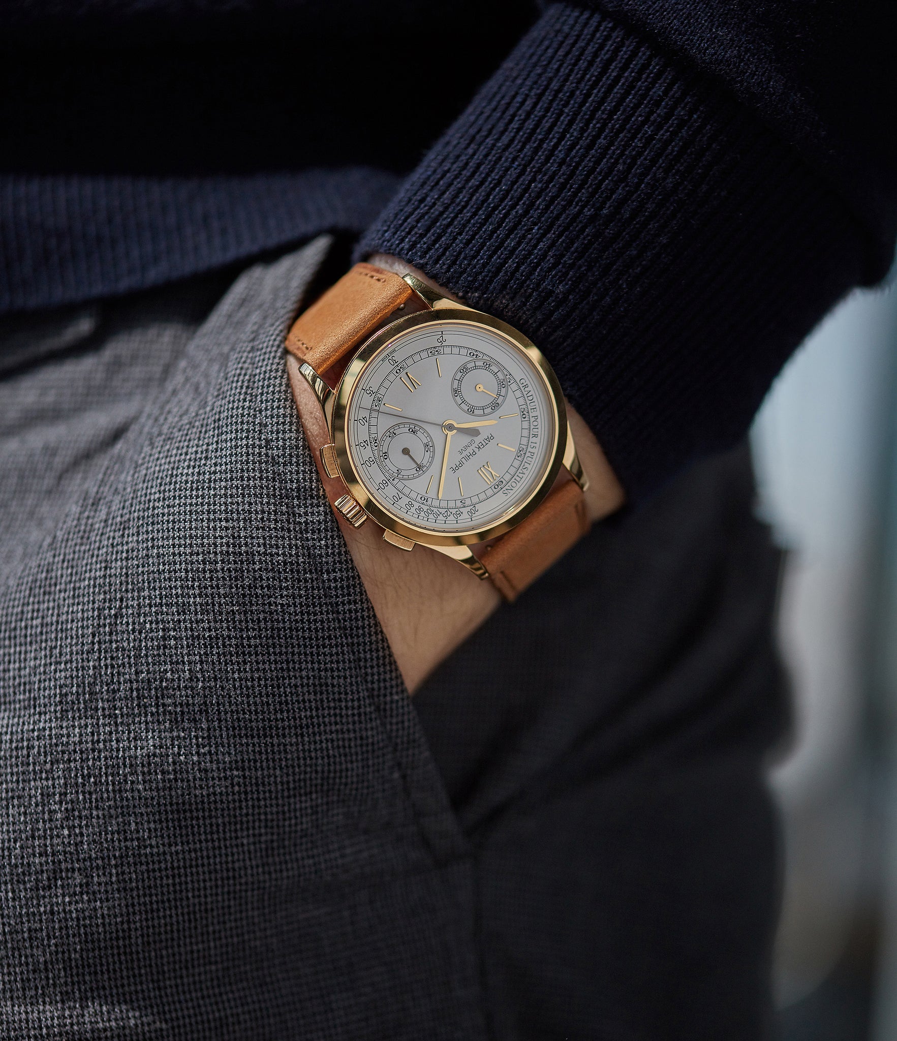 selling Patek Philippe 5170J-001 Chronograph yellow gold dress pre-owned watch for sale online at A Collected Man London UK specialist of rare watches