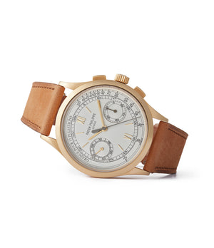 side-shot Patek Philippe Chronograph 5170J yellow gold dress pre-owned watch for sale online at A Collected Man London UK specialist of rare watches