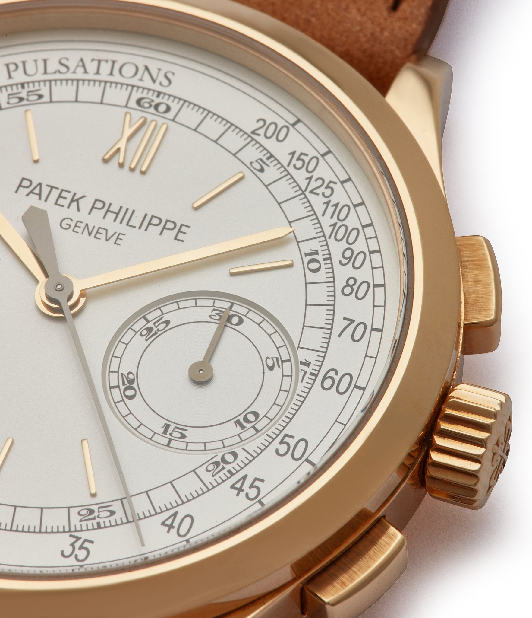 silver dial 5170 Patek Philippe Chronograph yellow gold dress pre-owned watch for sale online at A Collected Man London UK specialist of rare watches