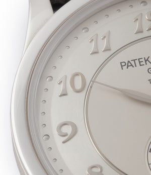 Tiffany-signed dial Patek Philippe Calatrava 5196P-001 manual-winding platinum pre-owned watch for sale online at A Collected Man London UK specialist of rare watches