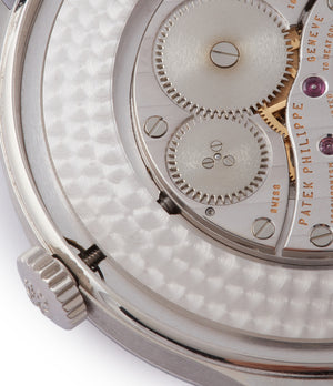 215PS Patek Philippe Calatrava 5196P-001 Tiffany-signed manual-winding platinum pre-owned watch for sale online at A Collected Man London UK specialist of rare watches